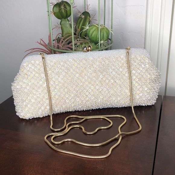 Iridescent Sequins & Seed Bead Crossbody /Clutch - Picture 6 of 12